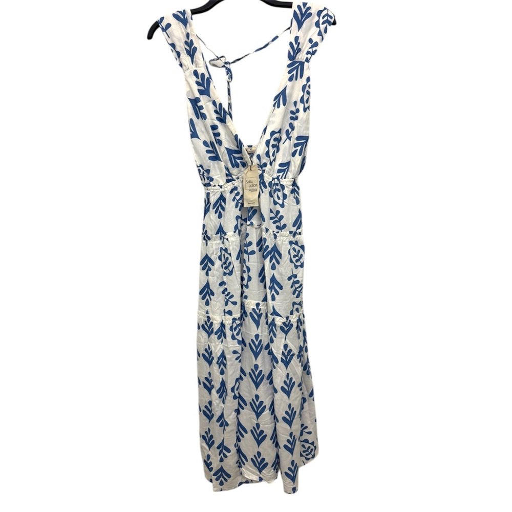 Salty Lemon Deep V Front & Back Maxi Dress Coverup
 XL